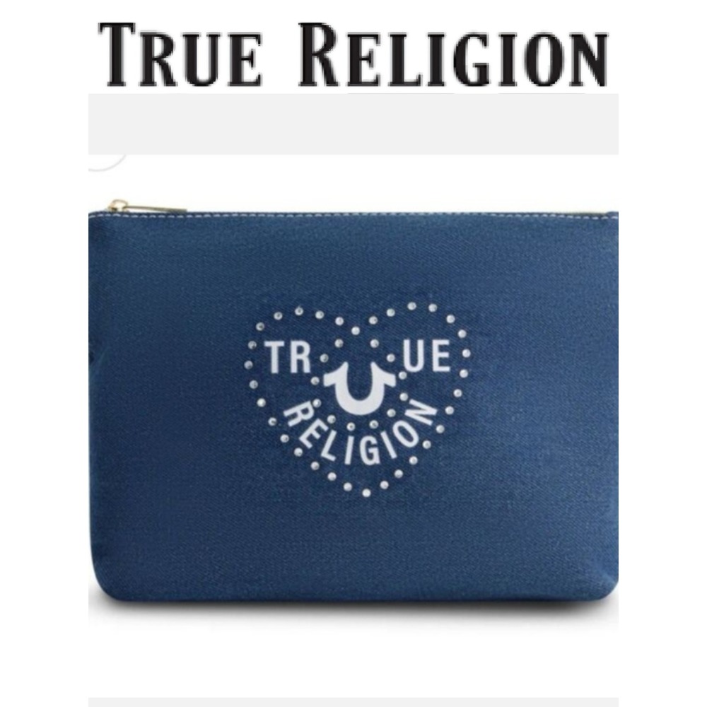 True Religion Horseshoe Heart Logo Denim Cosmetic‎ Bag